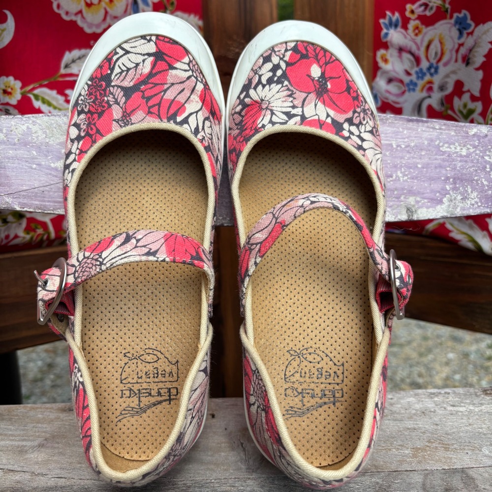 Dansko Pink Floral Valerie Mary Jane Buckle Shoes Boho Chic Size EU 38 US 7.5-8 - Picture 6 of 10